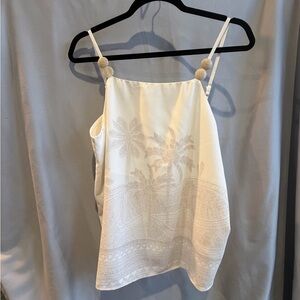 Lez A Lez Chic Cream Embroidered Women's Camisole Size M with Beads
